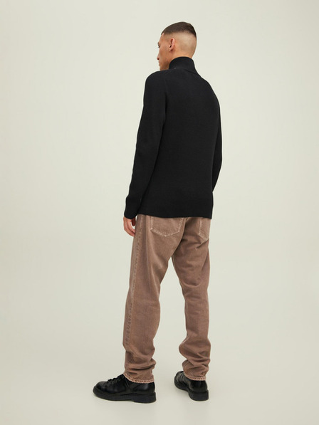 Jack & Jones Schwarzer Herrenpullover mit geripptem Reißverschluss Jack & Jones Perfect