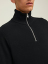 Jack & Jones Schwarzer Herrenpullover mit geripptem Reißverschluss Jack & Jones Perfect