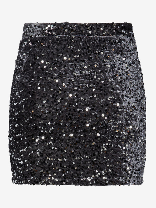 Pieces Schwarzer Damen Pailletten-Rock Pieces Kam