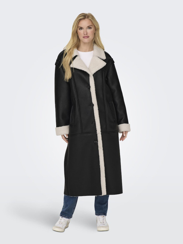 ONLY Schwarzer Damen Kunstledermantel ONLY Viva
