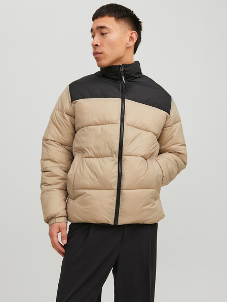 Jack & Jones Schwarze und beige Herren-Winter-Steppjacke Jack & Jones Etoby