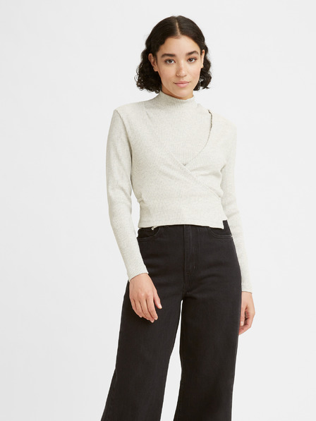 Levi's® Beigefarbener gerippter Damen-Wickelpullover/Top 2in1 Levi's®