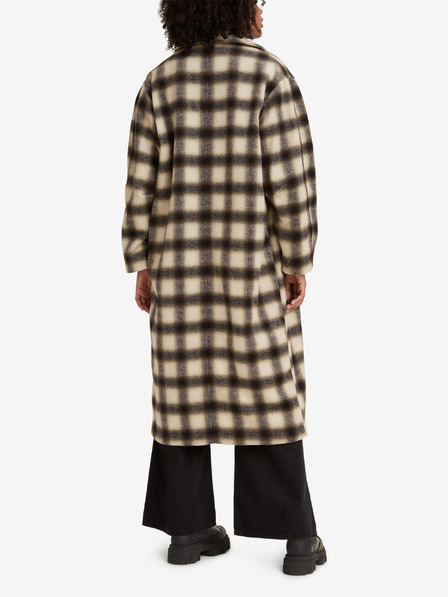 Levi's® Schwarz-beigefarbener Levi's® Agnes Damenmantel aus Wollmischung mit Karomuster