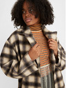 Levi's® Schwarz-beigefarbener Levi's® Agnes Damenmantel aus Wollmischung mit Karomuster