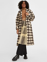 Levi's® Schwarz-beigefarbener Levi's® Agnes Damenmantel aus Wollmischung mit Karomuster