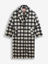Levi's® Schwarz-beigefarbener Levi's® Agnes Damenmantel aus Wollmischung mit Karomuster