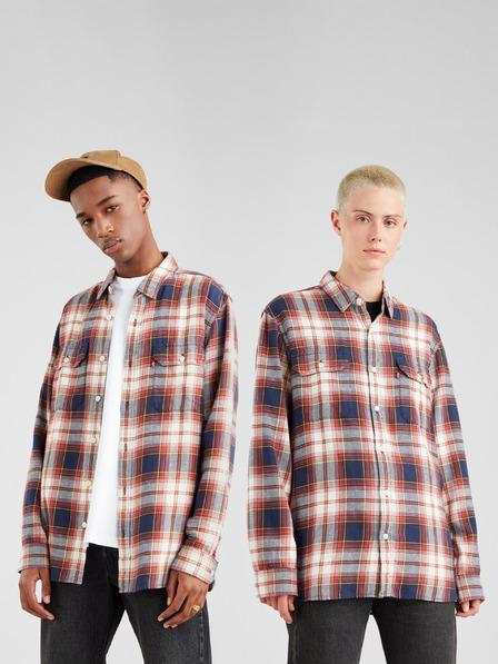 Levi's® Weiß-blau kariertes Levi's® Jackson Worker Hemd für Männer