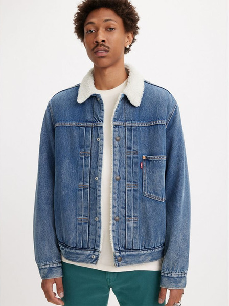 Levi's® Blaue Herren Levi's® Type 1 Sherpa Trucker Fall Bre Denim Jacke