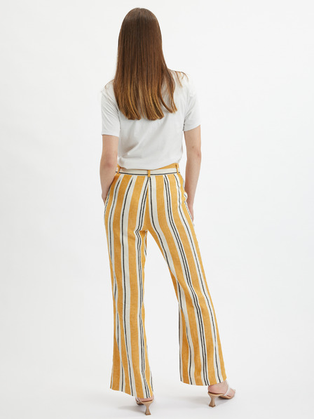 Orsay Orangefarbene gestreifte Damen-Leinenhose ORSAY
