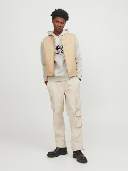 Jack & Jones Cremefarbener Herren-Kapuzenpullover Jack & Jones Map