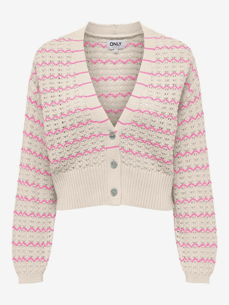 ONLY Rosa-beige gestreifte Damen-Strickjacke ONLY Asa