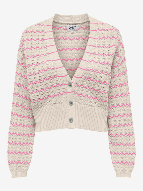 ONLY Rosa-beige gestreifte Damen-Strickjacke ONLY Asa