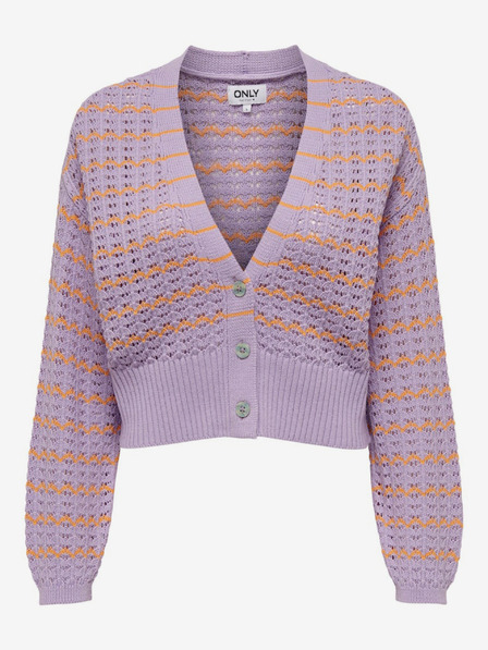 ONLY Orange und lila gestreifte Damenstrickjacke ONLY Asa