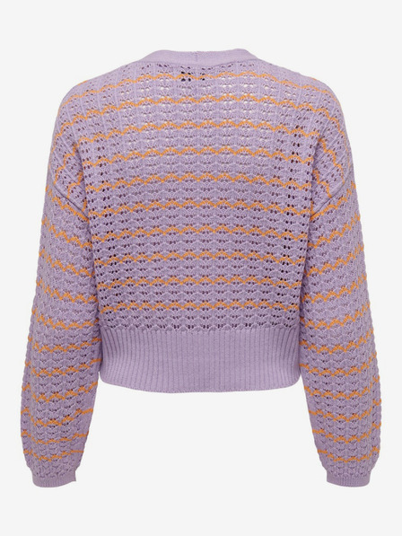 ONLY Orange und lila gestreifte Damenstrickjacke ONLY Asa