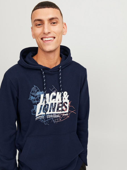 Jack & Jones Dunkelblauer Herren-Kapuzenpullover Jack & Jones Map