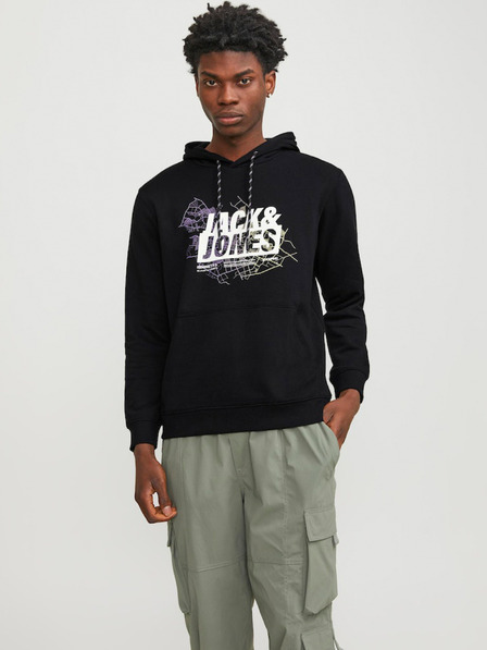 Jack & Jones Schwarzer Herren-Kapuzenpullover Jack & Jones Map