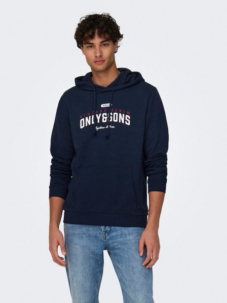 ONLY & SONS Dunkelblauer Herren-Kapuzenpullover ONLY & SONS Lenny