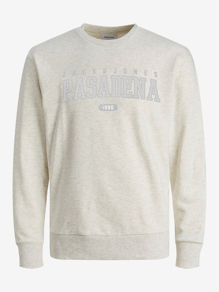 Jack & Jones Cremefarbenes Jack & Jones Cory Herren-Kapuzensweatshirt mit Reißverschluss
