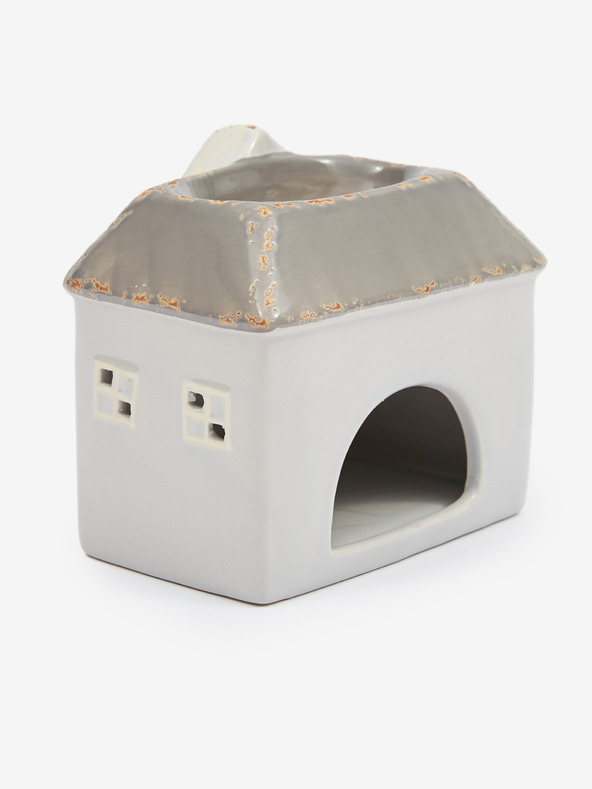 SIFCON Braun-graue Keramik-Aromatherapielampe in Form eines Hauses 13x12 SIFCON