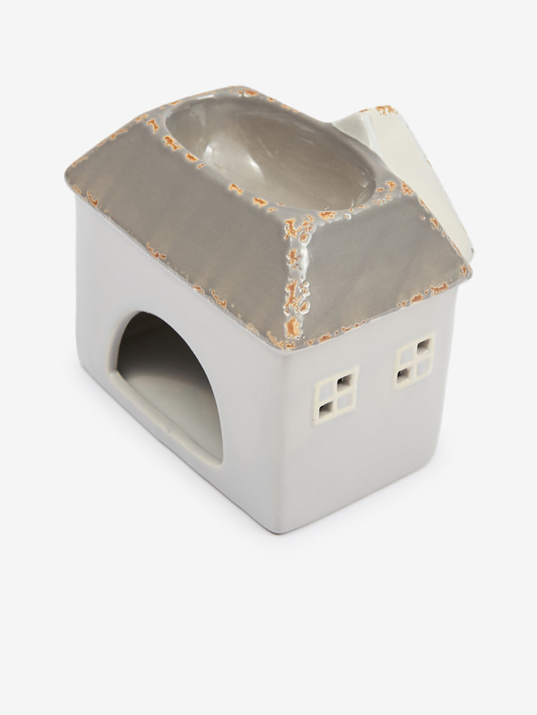 SIFCON Braun-graue Keramik-Aromatherapielampe in Form eines Hauses 13x12 SIFCON