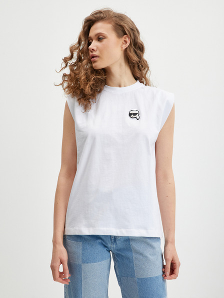 Karl Lagerfeld Weißes Damen-T-Shirt KARL LAGERFELD Ikonik