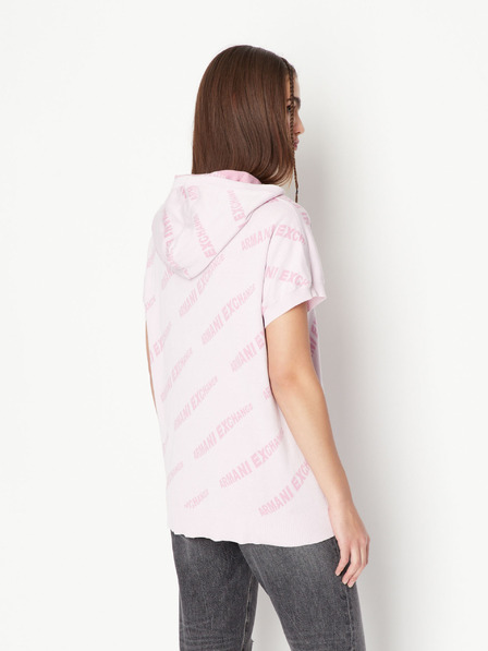 Armani Exchange Hellrosa Gemustertes Kurzarm-Sweatshirt für Damen Armani Exchange