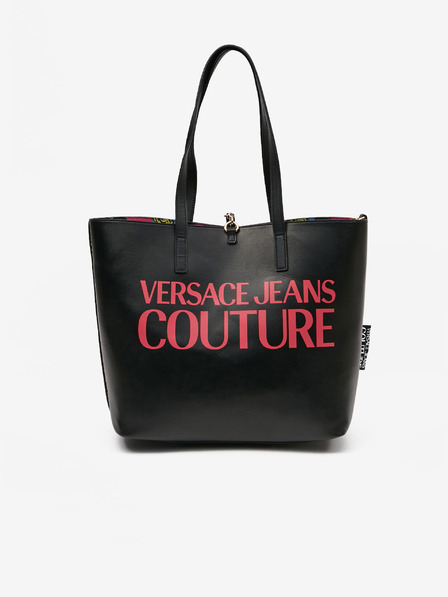 Versace Jeans Couture Schwarzer und rosa gemusterter Damen-Wendeshopper Versace Jeans Couture