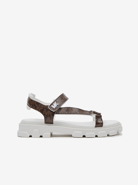 Michael Kors Weiße und braune Michael Kors Ridley gemusterte Sandalen für Damen