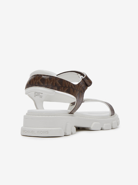 Michael Kors Weiße und braune Michael Kors Ridley gemusterte Sandalen für Damen