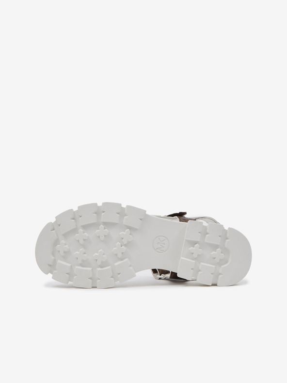 Michael Kors Weiße und braune Michael Kors Ridley gemusterte Sandalen für Damen