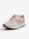 Michael Kors Cremefarbene und rosafarbene Damen-Sneakers mit Details aus Wildleder Michael Kors Allie Trainer