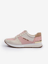Michael Kors Cremefarbene und rosafarbene Damen-Sneakers mit Details aus Wildleder Michael Kors Allie Trainer