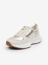 Michael Kors Damen-Sneakers aus Leder in Creme und Gold Michael Kors Flynn Trainer