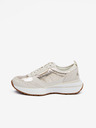 Michael Kors Damen-Sneakers aus Leder in Creme und Gold Michael Kors Flynn Trainer