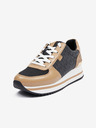 Michael Kors Schwarze und braune Michael Kors Monique Plateau-Sneakers für Damen