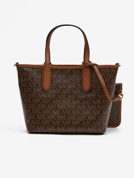 Michael Kors Dunkelbraune gemusterte Michael Kors XS Open Tote für Damen
