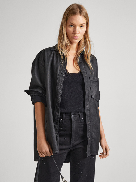 Pepe Jeans Schwarzes Damen Denim Oversized Shirt Pepe Jeans