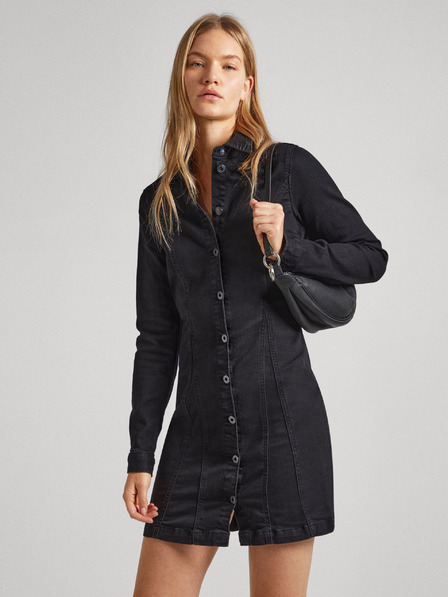 Pepe Jeans Schwarzes Damen Denim Shirt Kleid Pepe Jeans