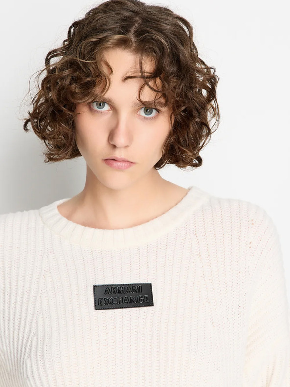 Armani Exchange Cremefarbener Armani Exchange Damen Wollpullover