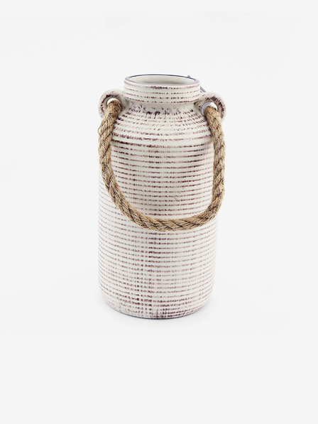 SIFCON Kleine Vase aus Steingut mit Seilgriff SIFCON