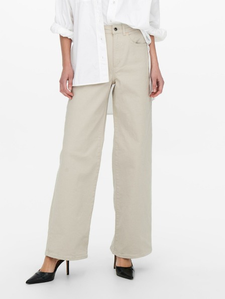 ONLY Cremefarbene Damenjeans mit weitem Bein ONLY Hope
