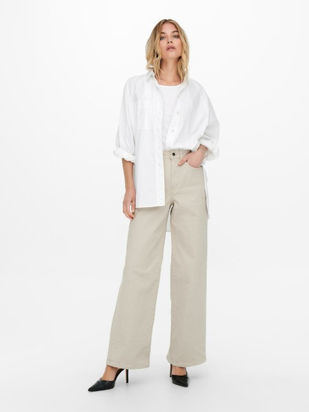 ONLY Cremefarbene Damenjeans mit weitem Bein ONLY Hope