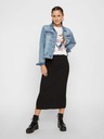 Pieces Schwarzer gerippter Midirock mit Schlitz Pieces Kylie