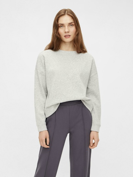 Pieces Hellgrau gestromtes Basic-Sweatshirt Pieces Chilli