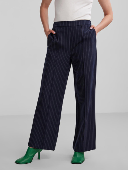 Pieces Dunkelblaue gestreifte Damenhose mit weitem Bein Pieces Bossy