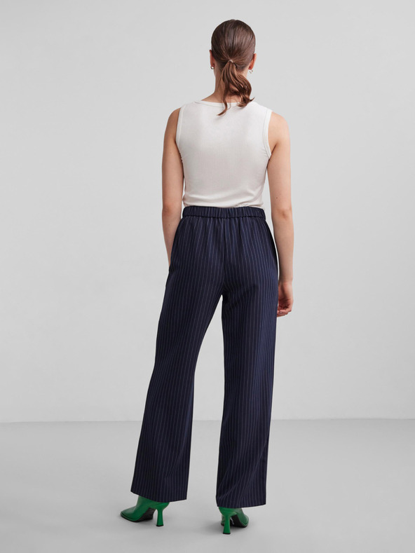 Pieces Dunkelblaue gestreifte Damenhose mit weitem Bein Pieces Bossy