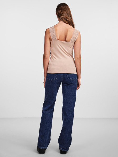 Pieces Beigefarbenes Damen-Tank-Top mit Spitze Pieces Barbera