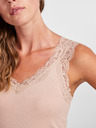 Pieces Beigefarbenes Damen-Tank-Top mit Spitze Pieces Barbera