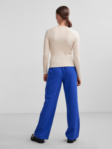 Pieces Cremefarbener Damen-Rippenpullover Pieces Crista