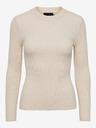 Pieces Cremefarbener Damen-Rippenpullover Pieces Crista